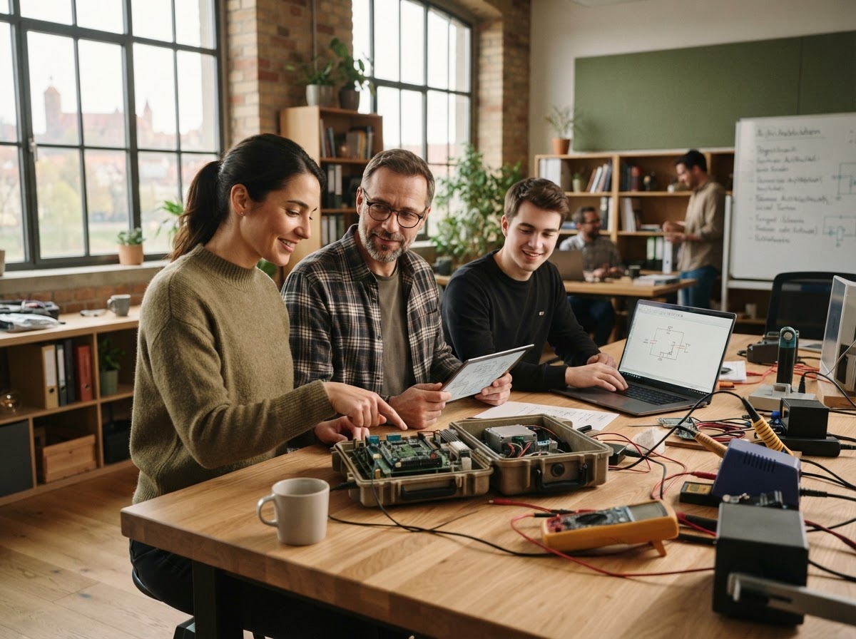 Nureli Pexem Team bei der Arbeit mit Analyse-Tools
